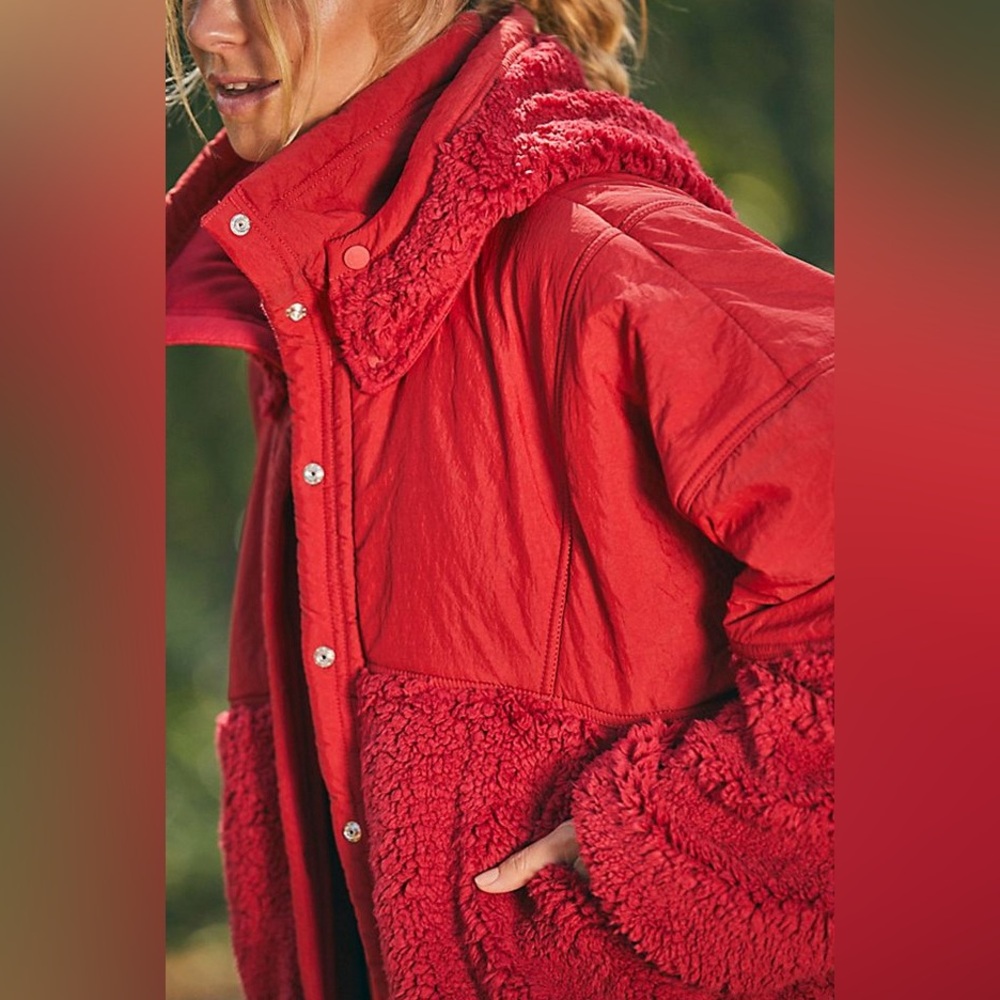 Free People Adventure Awaits Fleece Sherpa Hooded Jacket - Picture 4 of 12